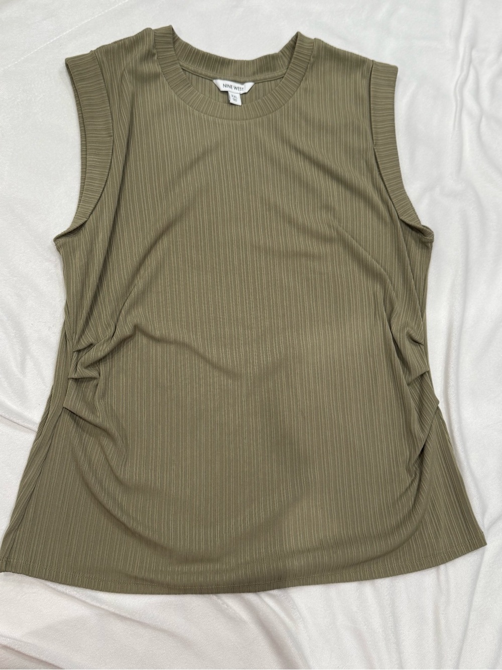 Nine West Olive Ribbed Sleeveless Tank